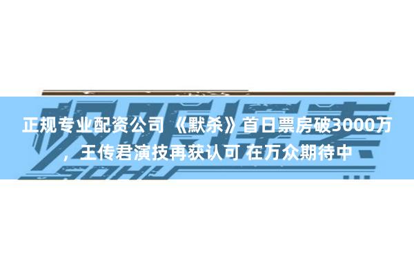 正规专业配资公司 《默杀》首日票房破3000万，王传君演技再获认可 在万众期待中