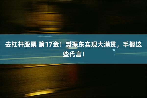 去杠杆股票 第17金！樊振东实现大满贯，手握这些代言！