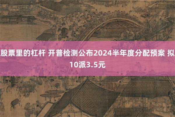 股票里的杠杆 开普检测公布2024半年度分配预案 拟10派3.5元