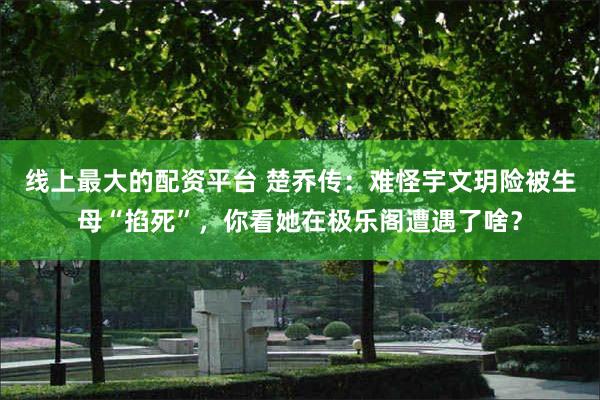 线上最大的配资平台 楚乔传：难怪宇文玥险被生母“掐死”，你看她在极乐阁遭遇了啥？