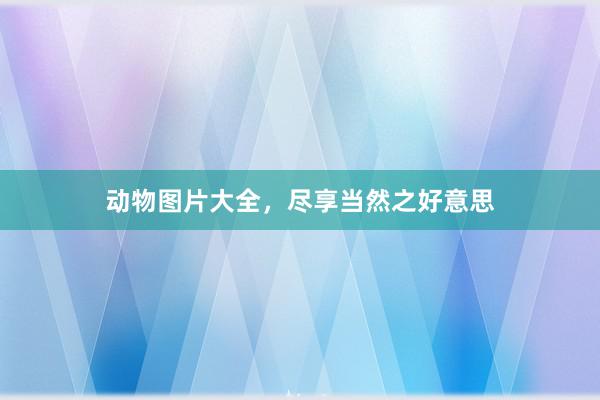 动物图片大全，尽享当然之好意思